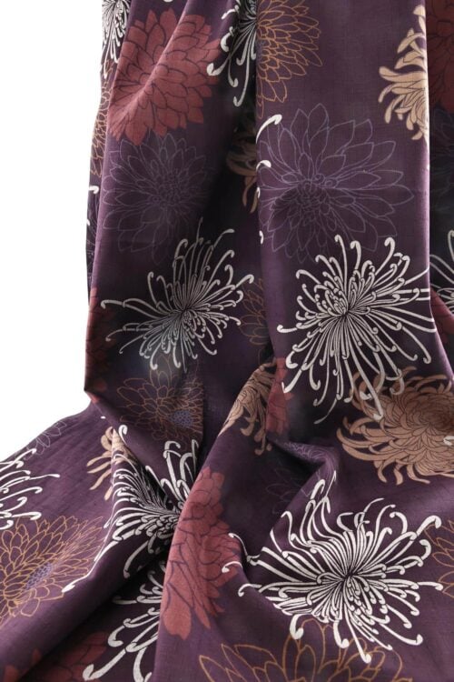 Japanese fabric Kiku in sparkle purple background