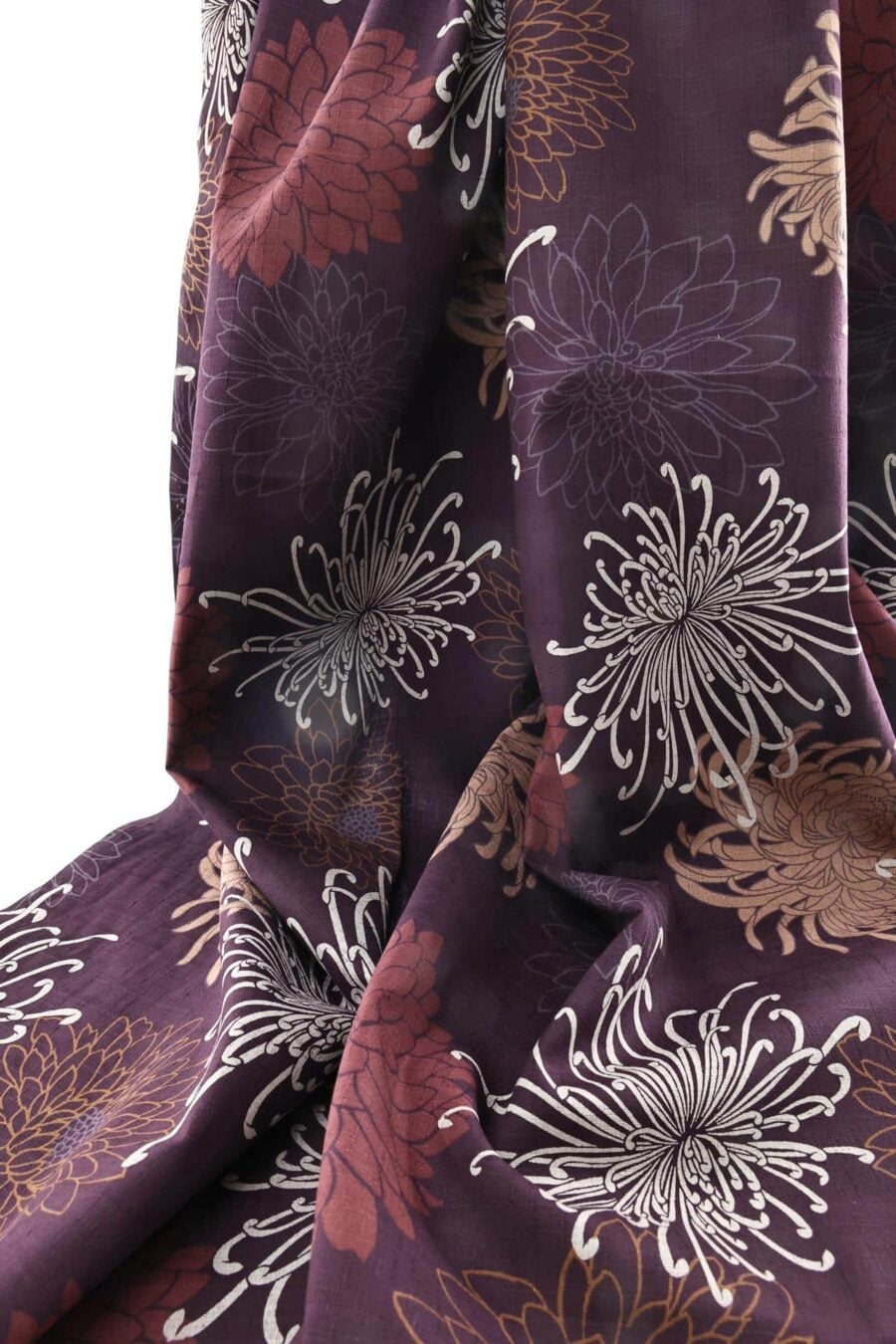Japanese fabric Kiku in sparkle purple background
