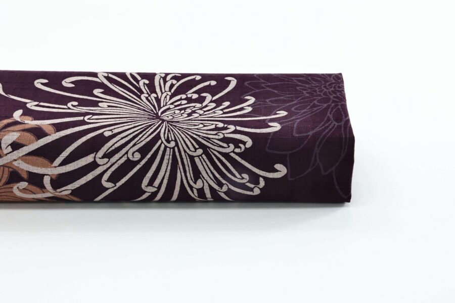 Japanese fabric Kiku in sparkle purple background