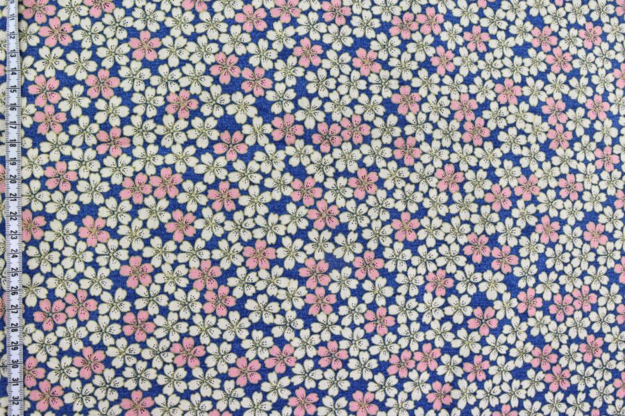 Japanese fabric small Sakura on blue