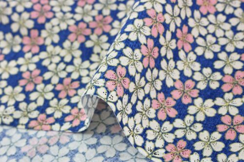 Japanese fabric small Sakura on blue