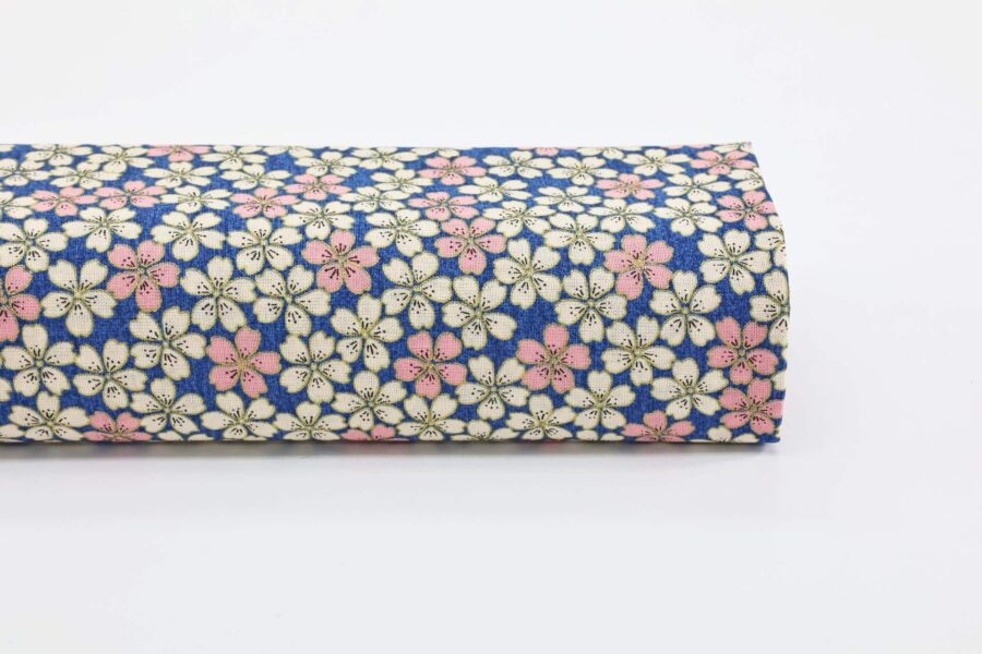 Japanese fabric small Sakura on blue