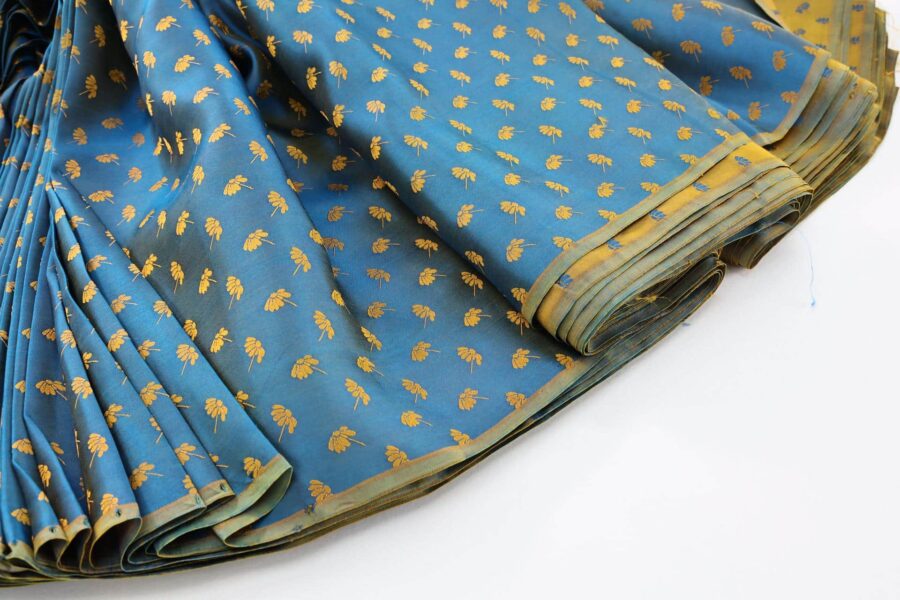 Brocade fabric with small flowers in bronze color