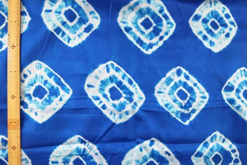 Silk Fabric with Navy Blue Shibori Pattern