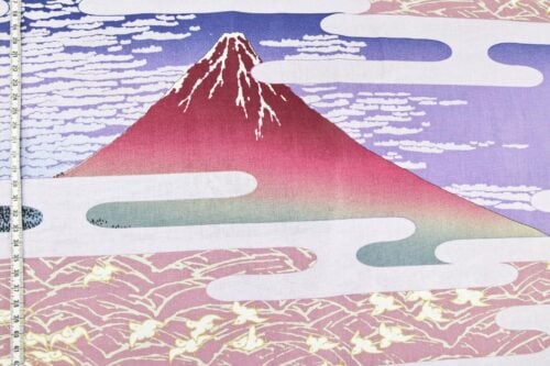 Japanese fabric Ukiyoe Mount Fuji poetic purple sea