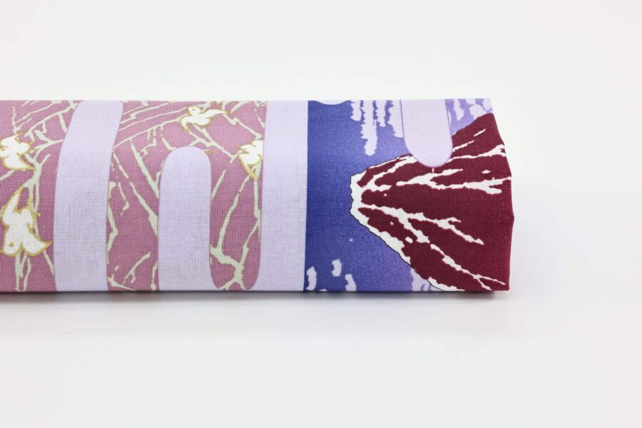 Japanese fabric Ukiyoe Mount Fuji poetic purple sea
