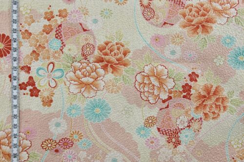 Japanese crinkled fabric pink peonies