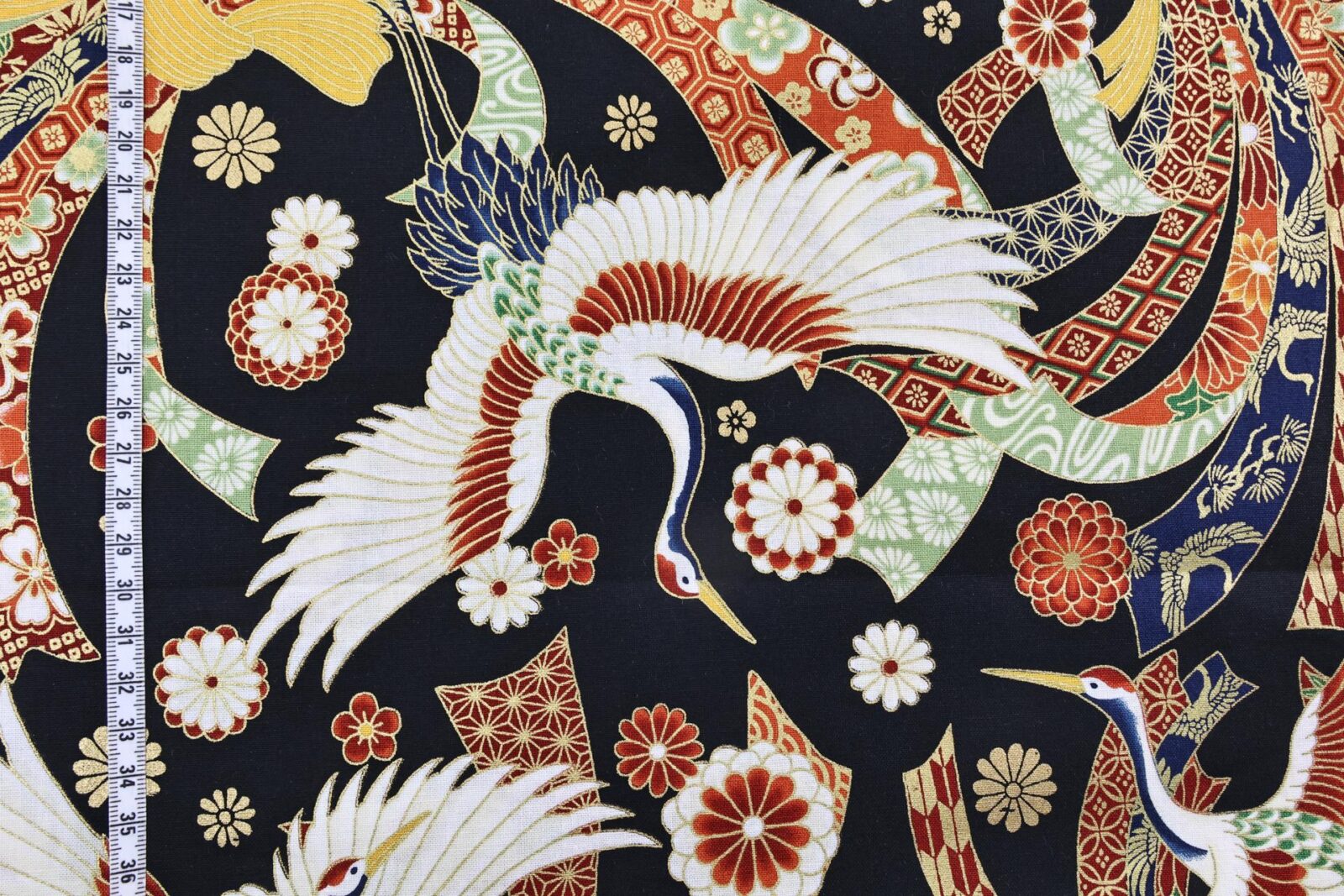 Japanese fabric cranes and Noshi black background