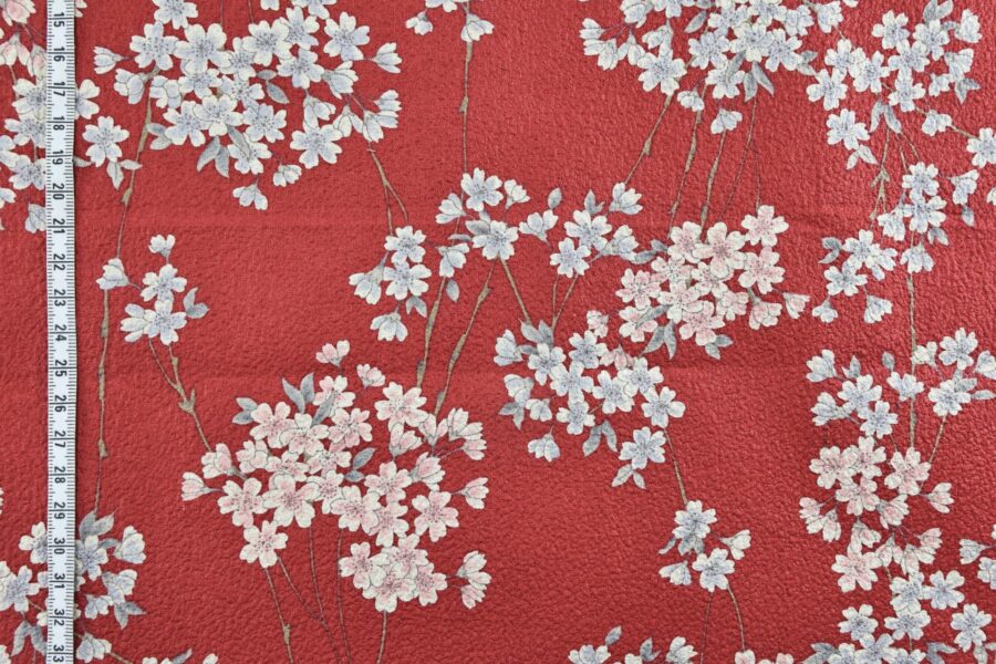 Red Japanese Sakura fabric