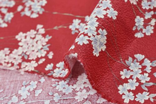 Red Japanese Sakura fabric