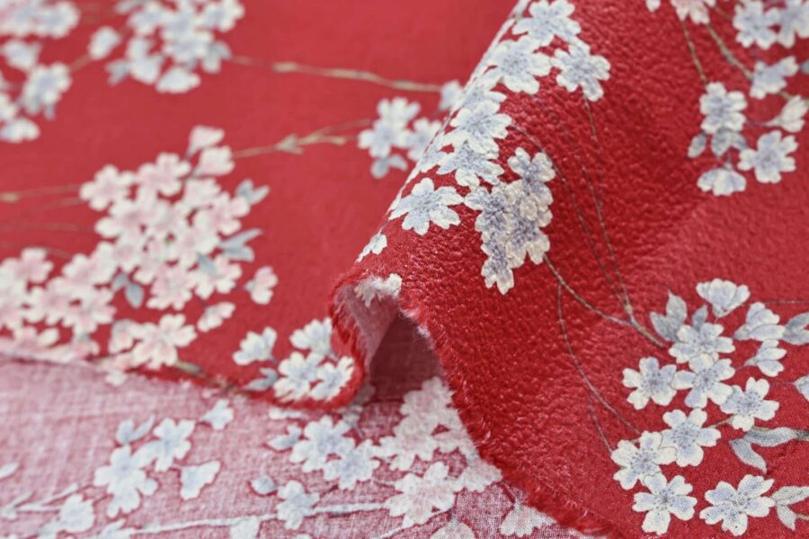 Red Japanese Sakura fabric