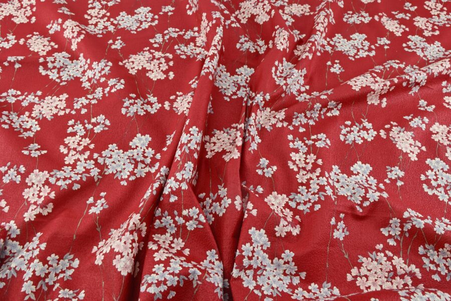 Red Japanese Sakura fabric