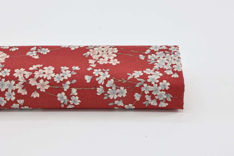 Red Japanese Sakura fabric