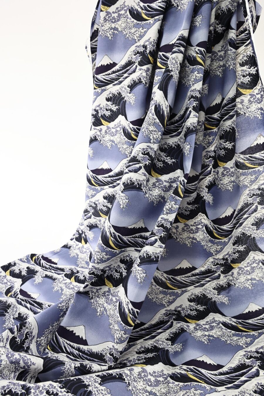 Japanese Hokusai fabric The Great Wave off Kanagawa in grey