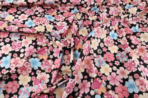 Japanese crinkled fabric Ume on black