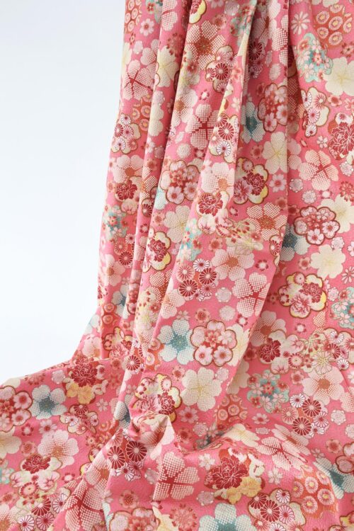 Japanese crinkled fabric Ume on pink