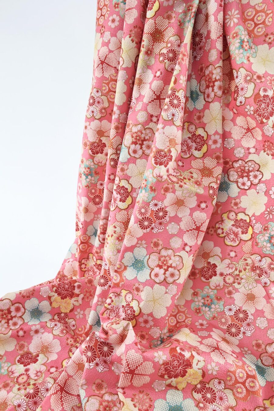 Japanese crinkled fabric Ume on pink