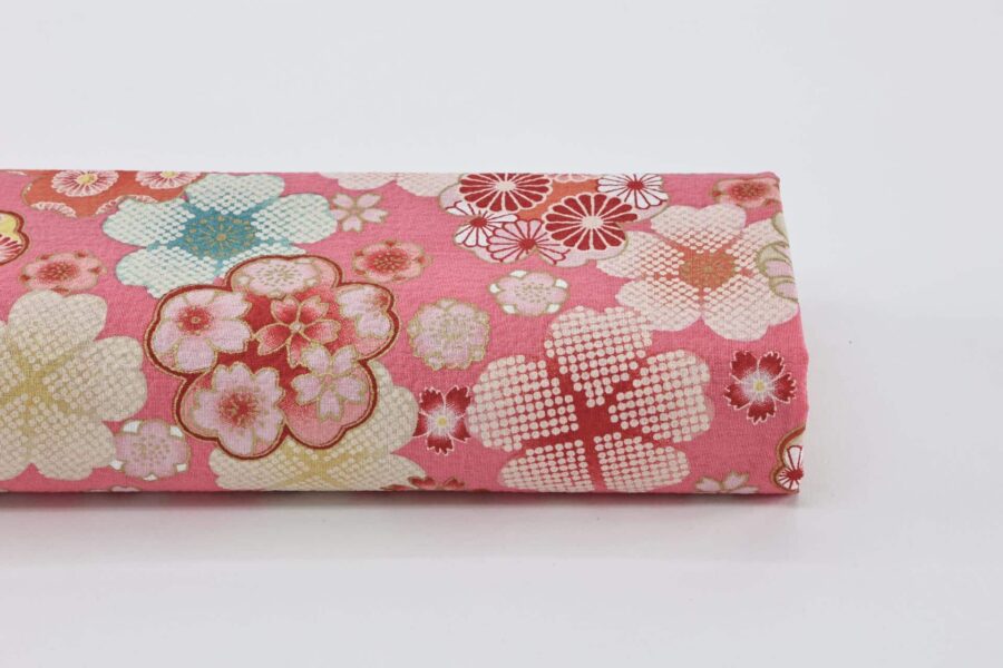 Japanese crinkled fabric Ume on pink