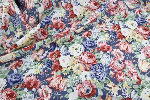 Japanese Quilt Gate Fabric – birds flowers on blue