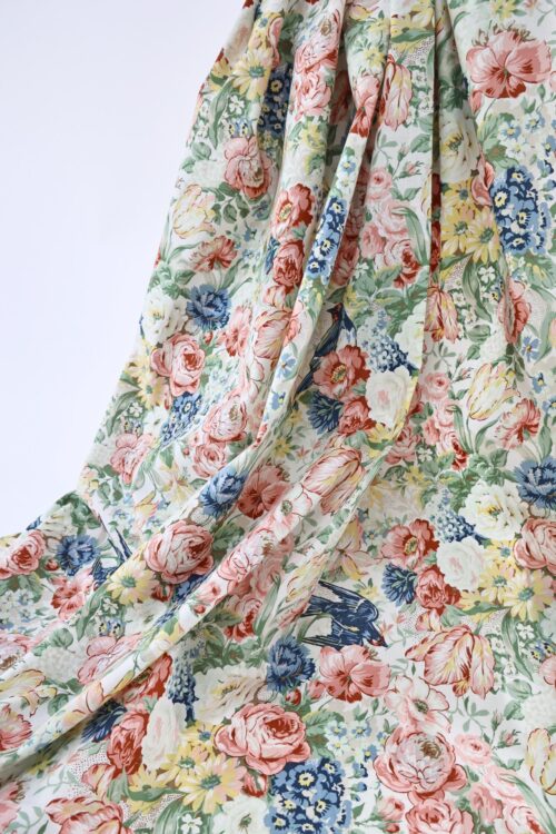 Japanese Quilt Gate Fabric – birds flowers on ivory