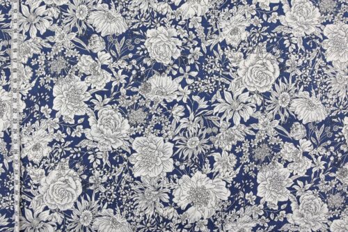 Japanese cotton lawn liberty-style navy blue
