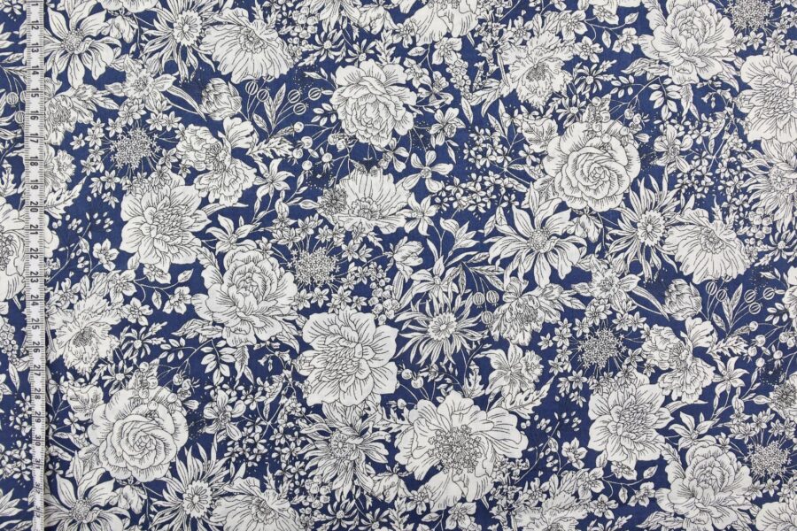 Japanese cotton lawn liberty-style navy blue
