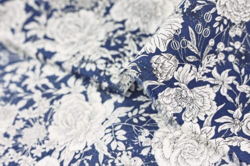 Japanese cotton lawn liberty-style navy blue