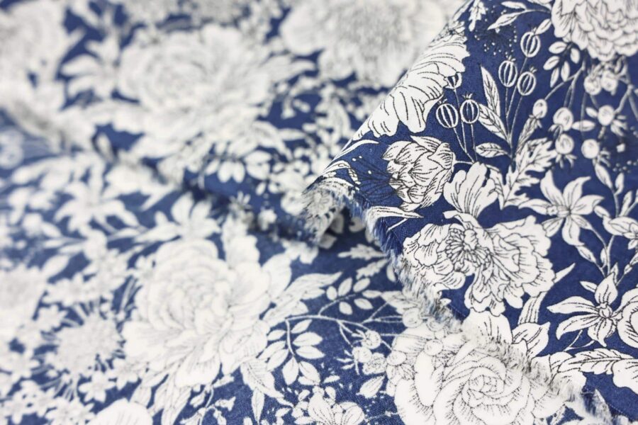 Japanese cotton lawn liberty-style navy blue