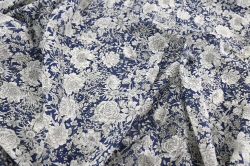 Japanese cotton lawn liberty-style navy blue