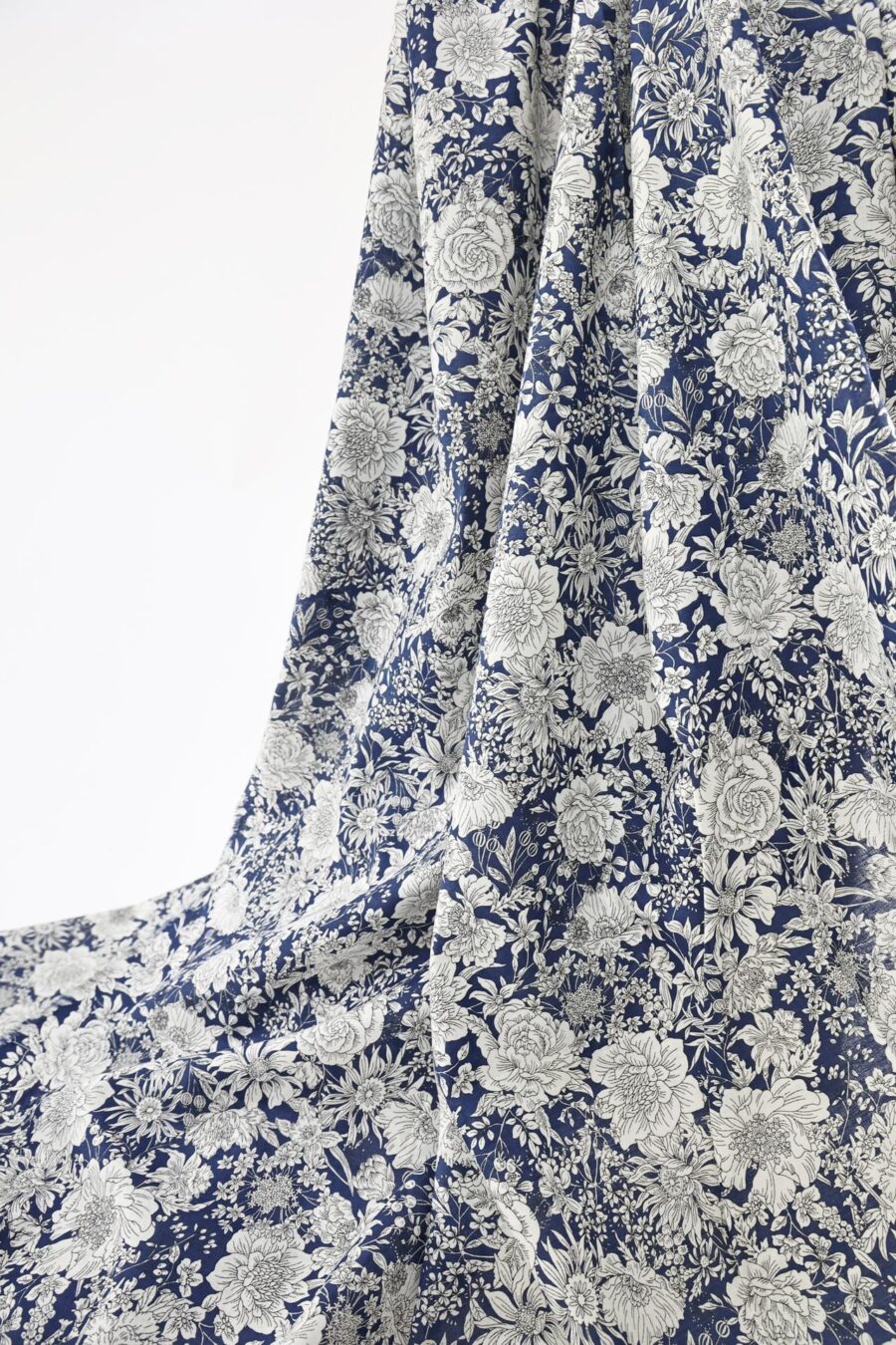 Japanese cotton lawn liberty-style navy blue