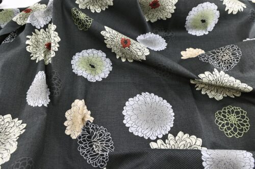 Japanese fabric Kobayashi chrysanthemum dobby black