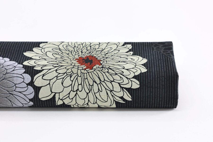 Japanese fabric Kobayashi chrysanthemum dobby black