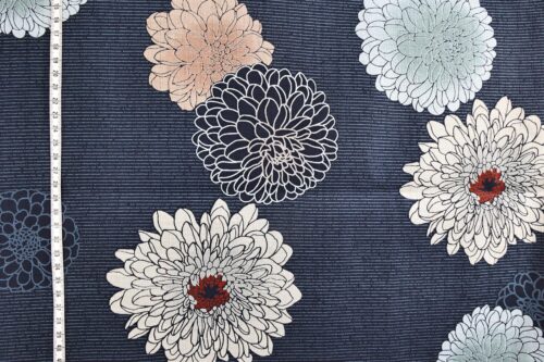 Japanese fabric Kobayashi chrysanthemum dobby blue