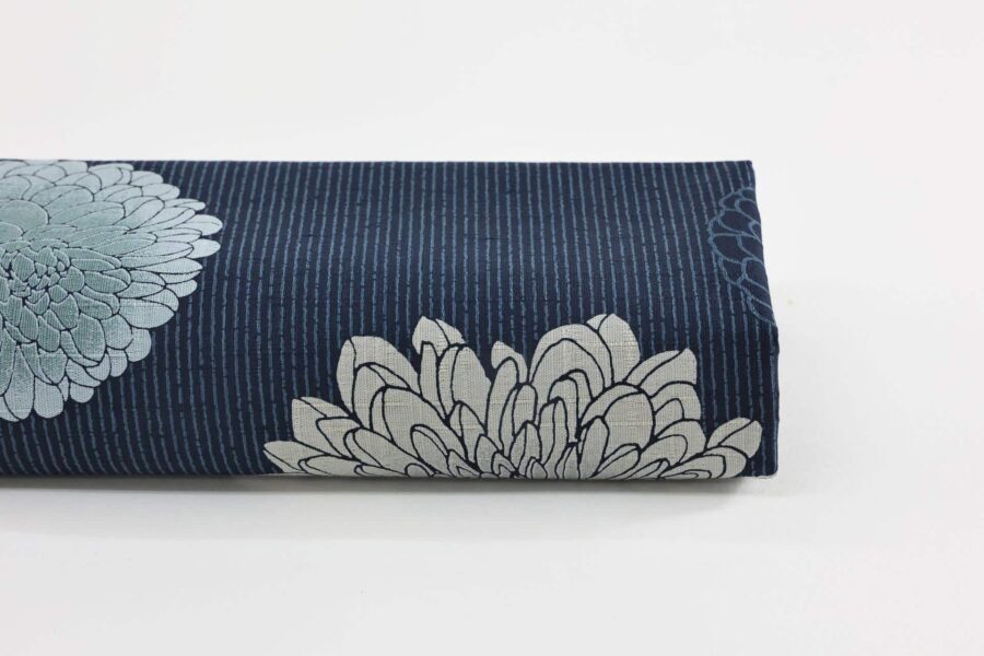 Japanese fabric Kobayashi chrysanthemum dobby blue