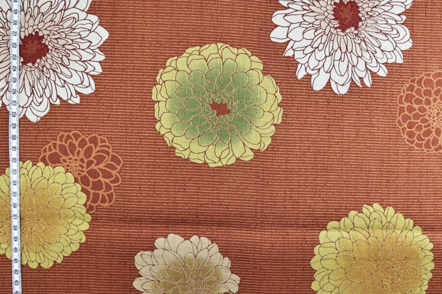 Japanese fabric Kobayashi chrysanthemum dobby orange