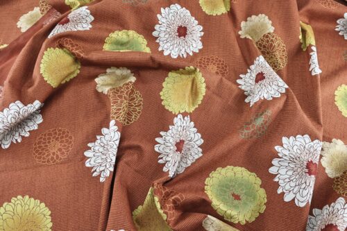 Japanese fabric Kobayashi chrysanthemum dobby orange