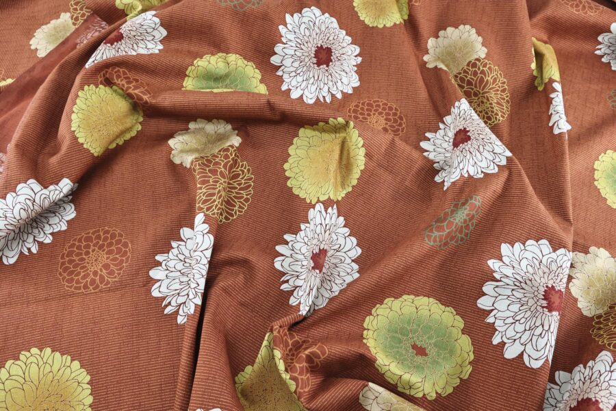 Japanese fabric Kobayashi chrysanthemum dobby orange