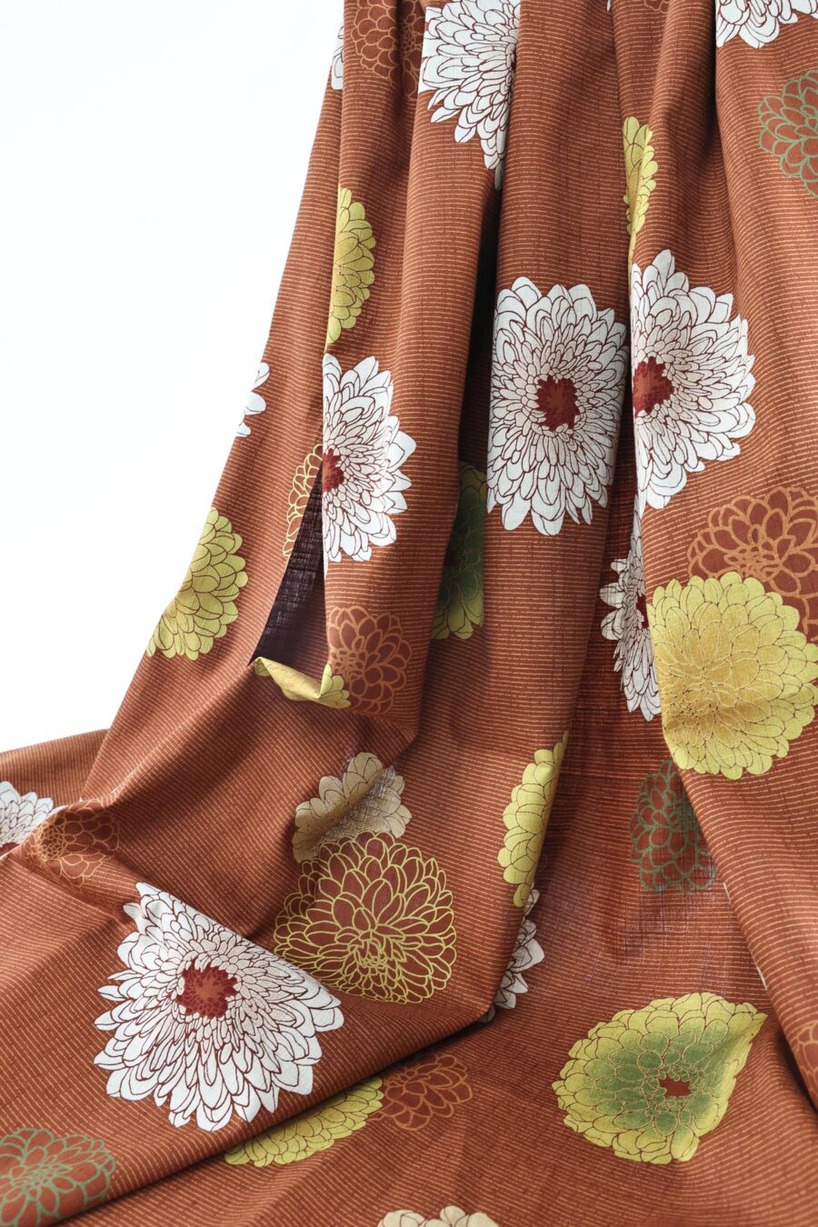 Japanese fabric Kobayashi chrysanthemum dobby orange