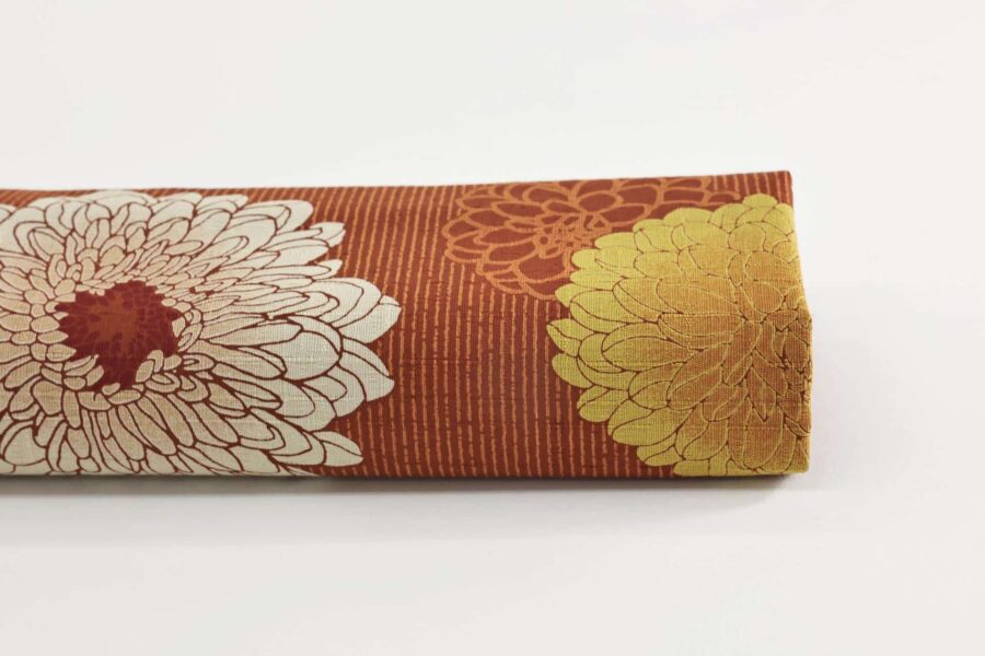 Japanese fabric Kobayashi chrysanthemum dobby orange