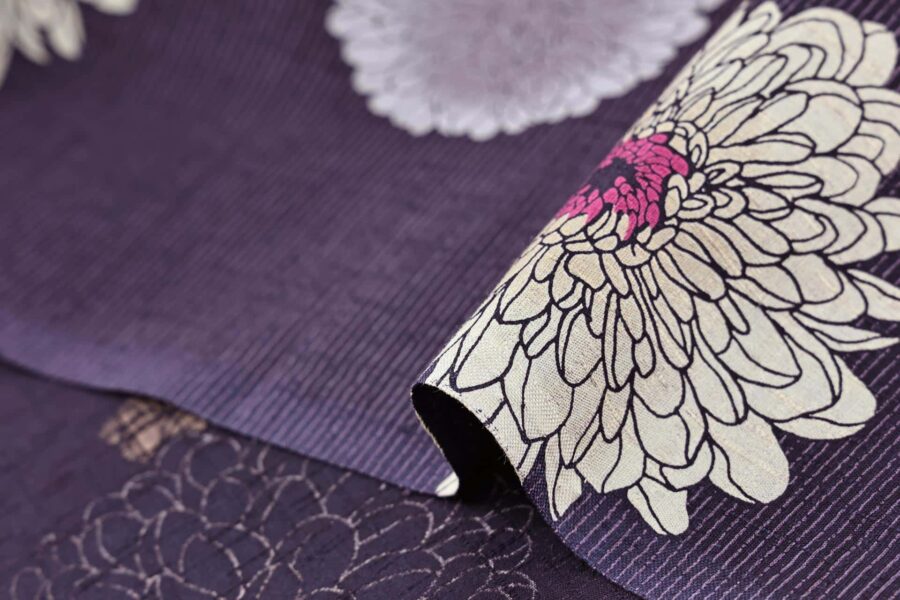 Japanese fabric Kobayashi chrysanthemum dobby purple