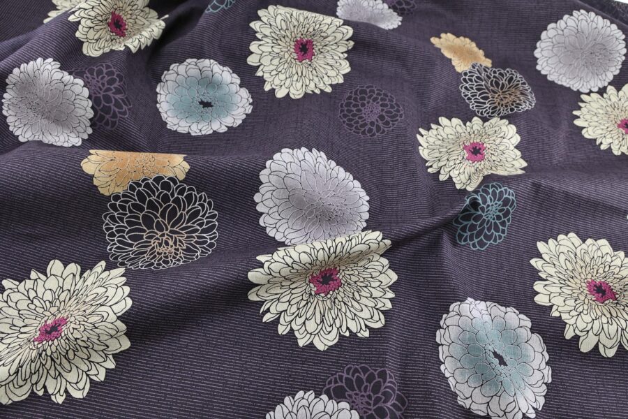 Japanese fabric Kobayashi chrysanthemum dobby purple