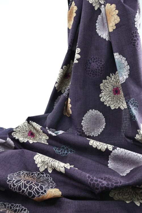 Japanese fabric Kobayashi chrysanthemum dobby purple