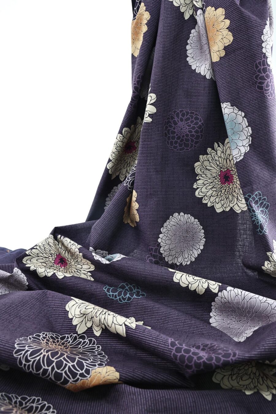 Japanese fabric Kobayashi chrysanthemum dobby purple