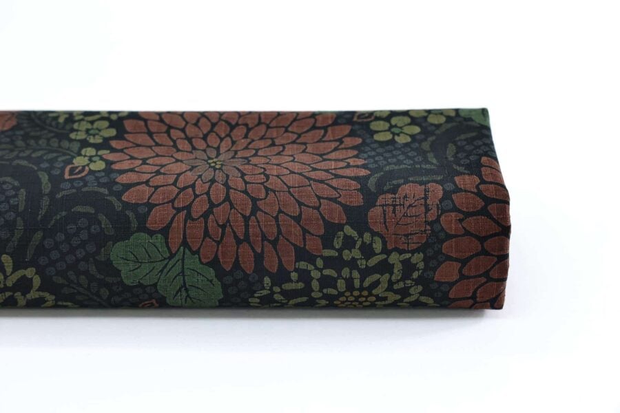 Japanese fabric – kiku in burgundy dobby cotton