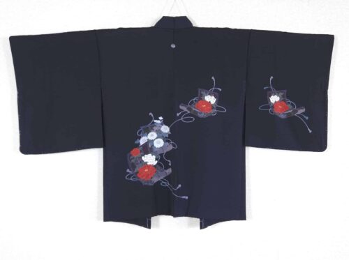 Elegant black Makimono yuzen Haori