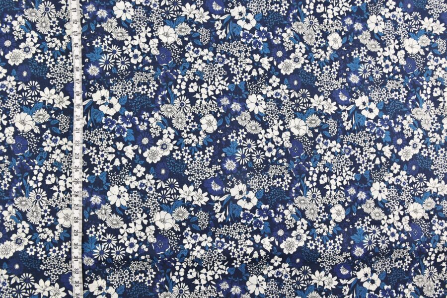 Japanese cotton lawn small flowers on navy blue