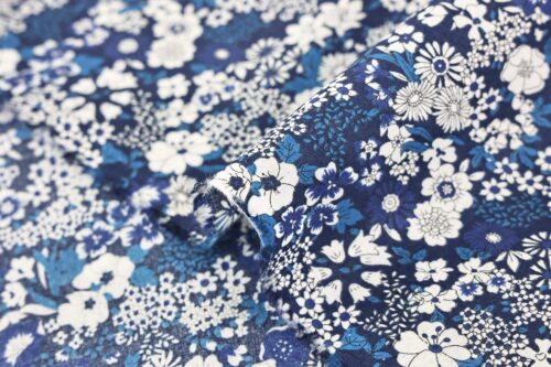 Japanese cotton lawn small flowers on navy blue