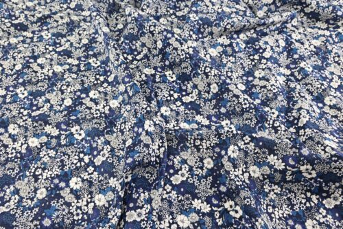 Japanese cotton lawn small flowers on navy blue