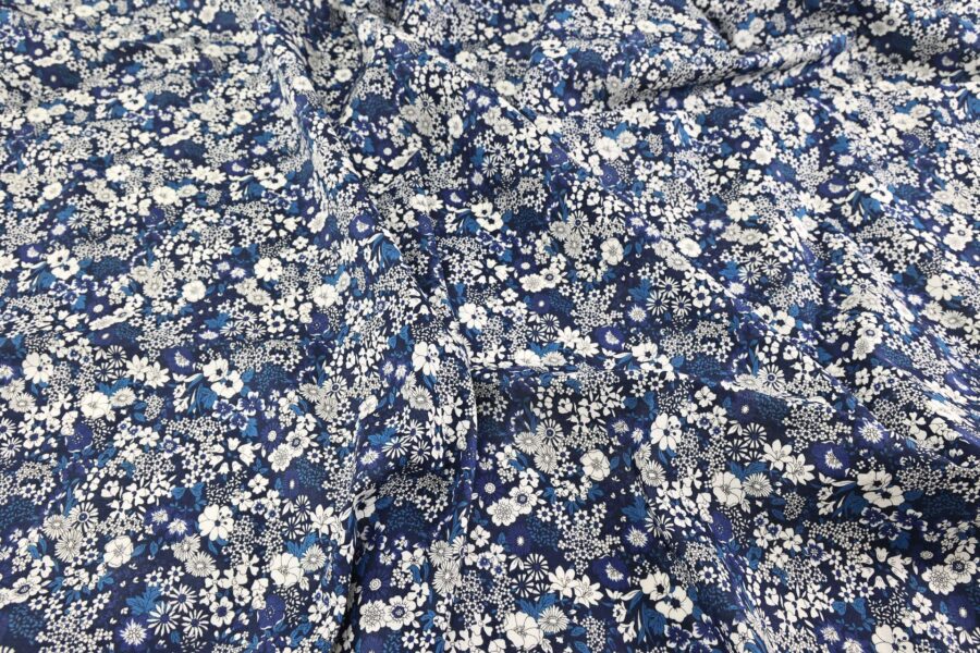 Japanese cotton lawn small flowers on navy blue