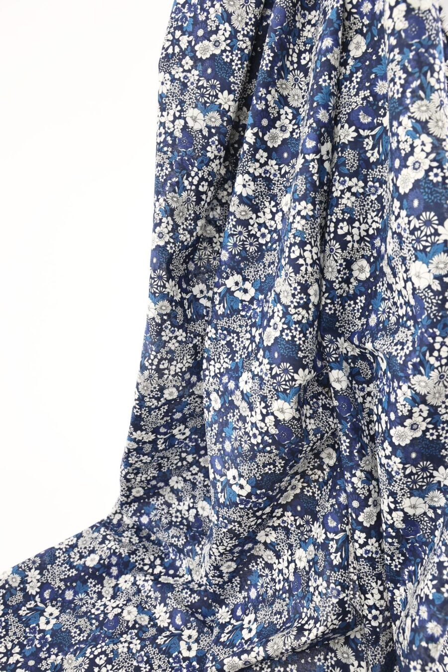 Japanese cotton lawn small flowers on navy blue